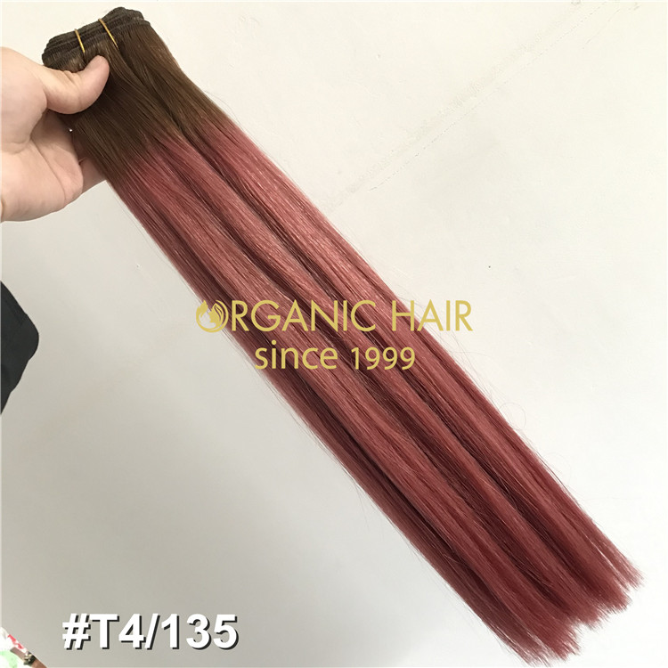 Human cuticle intact hair extensions rooted #T4/135 hand tied wefts on sale X230